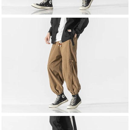 Pantaloni da uomo caldi di vendita autunno stile cinese pantaloni larghi larghi vintage moda uomo pantaloni lanterna con coulisse Harajuku solidi