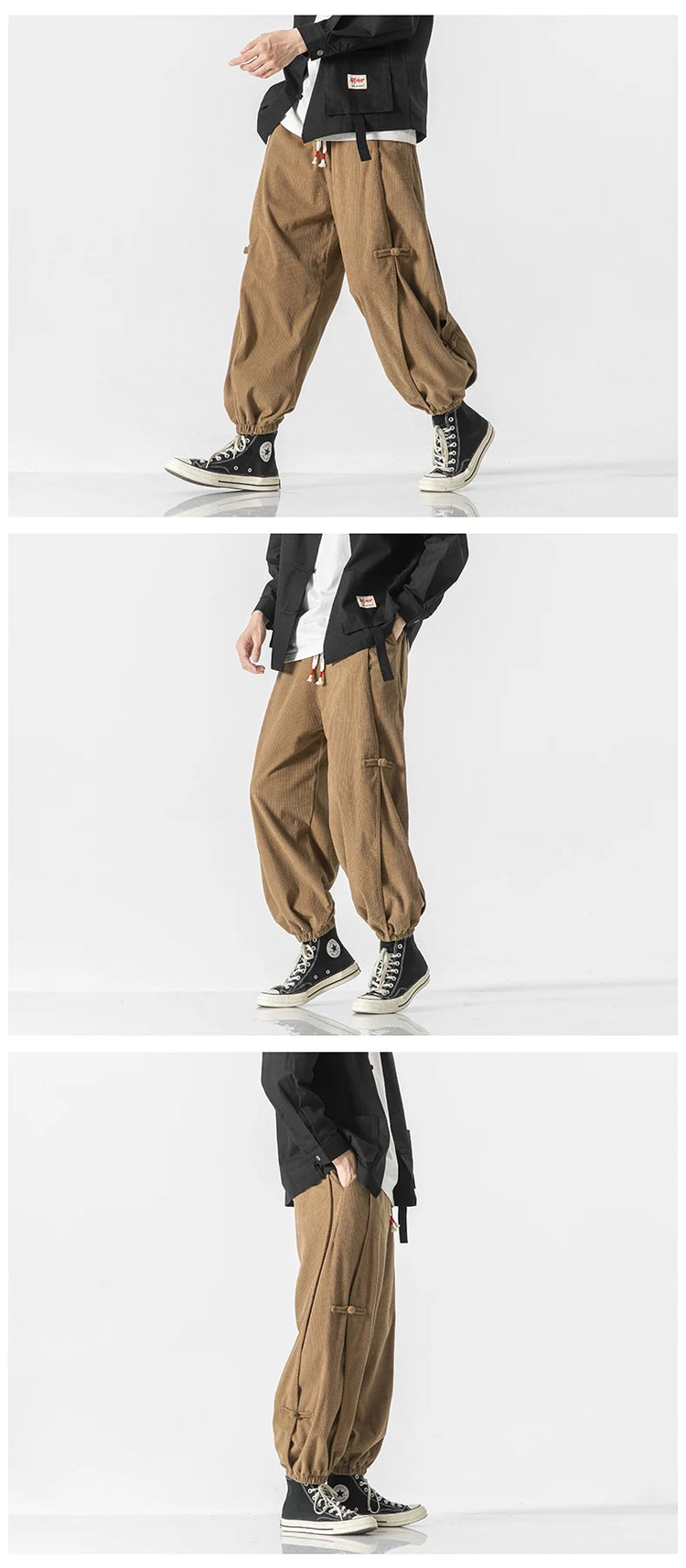 Pantaloni da uomo caldi di vendita autunno stile cinese pantaloni larghi larghi vintage moda uomo pantaloni lanterna con coulisse Harajuku solidi