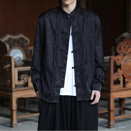 Camicie con stampa Abito tradizionale cinese Tang Camicie comode e traspiranti retrò Kung Fu Tai Chi Camicette casual Abbigliamento da uomo