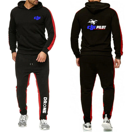 Dji Professional Pilot Drone Men's New Long Sleeve Hip Hop Harajuku Sport Comfortable Hoodies Casual Pant Two Piece Suit PlatiNum