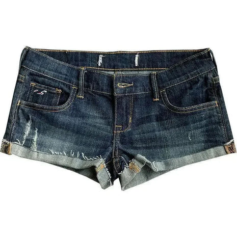 Jeans for Women Low Rise Curled Denim Shorts Skinny Summer New Y2k Spicy Girl Casual Streetwear Sexy Nightclub DJ Mini Shorts PlatiNum