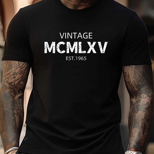 T-shirt vintage homme grande taille motif 1965 - T-shirt à manches courtes 100% ample, fabriqué dans un tissu doux et résistant, lavable en machine