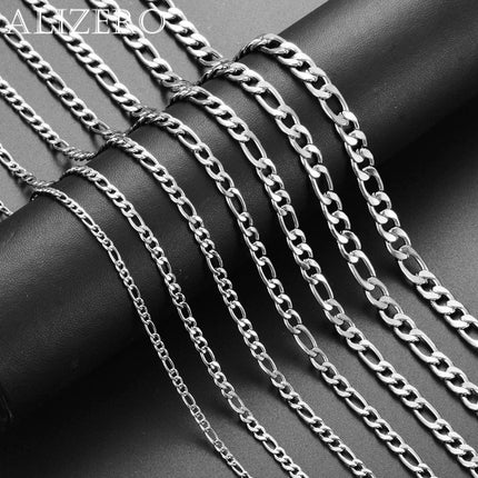 Men's 925 Sterling Silver Necklace 2/4/6/8/10/12MM 40-75cm Figaro Chain Necklace Lobster Clasp Men Women Engagement Jewelry PlatiNum