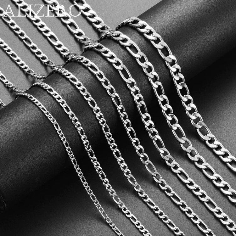 Men's 925 Sterling Silver Necklace 2/4/6/8/10/12MM 40-75cm Figaro Chain Necklace Lobster Clasp Men Women Engagement Jewelry PlatiNum