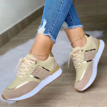 New Women Sneakers Platform Shoes Leather Patchwork Casual Sport Shoes Ladies Outdoor Running Vulcanized Shoes Zapatillas Mujer