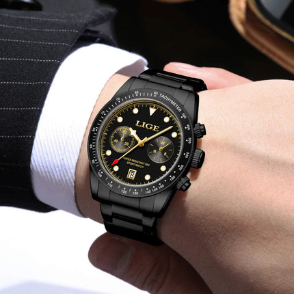LIGE Nuovi orologi da uomo Orologi da polso al quarzo da uomo di lusso delle migliori marche Cronografo sportivo impermeabile e luminoso Relogio Masculino+BOX platinumshop