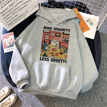 Aesthetic Y2k 90s Hoodies Funny Cute Cat Sweatshirt for Women Harajuku Graphic Pullovers 2000s Ulzzang Gothic Streetwear Female