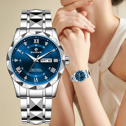 BANGWEI Orologio da donna Orologio di moda classico elegante di lussoBusiness Casual Data Orologi da donna al quarzo luminoso impermeabile in acciaio inossidabile platinumshop