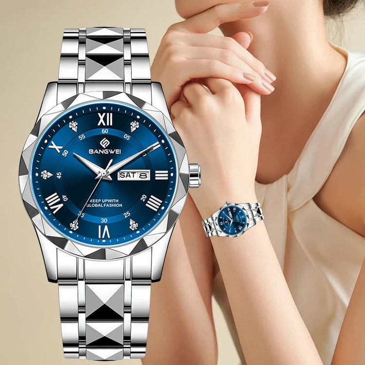 BANGWEI Orologio da donna Orologio di moda classico elegante di lussoBusiness Casual Data Orologi da donna al quarzo luminoso impermeabile in acciaio inossidabile platinumshop