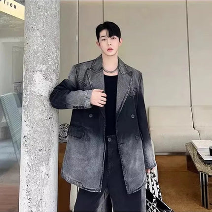Mens Vintage Loose Fit Hip Hop Denim Jacket Straight Jeans Two Piece Set Spring Autumn Casual High Street Designer Mens Sets PlatiNum