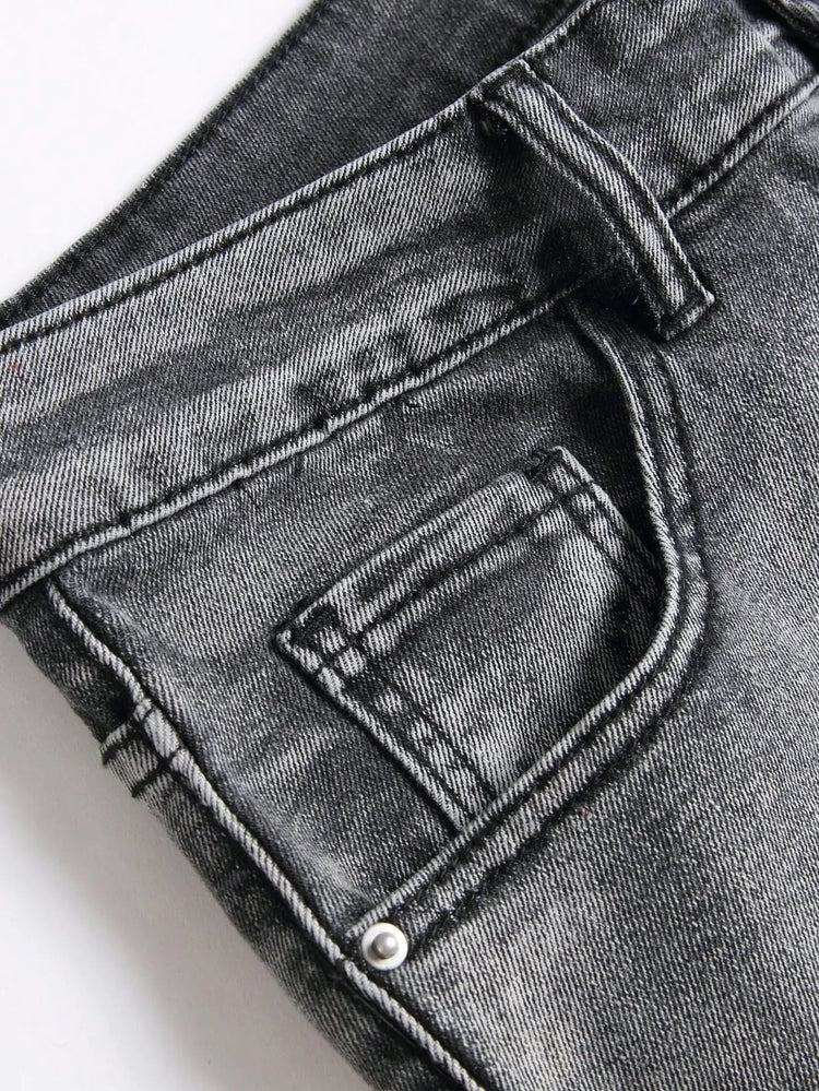 Men‘s Stretchy Denim Jeans Streetwear Tearing Patchwork Holes Ripped Denim Elastic Waist Casual Pants Slim fit Straight Trousers PlatiNum
