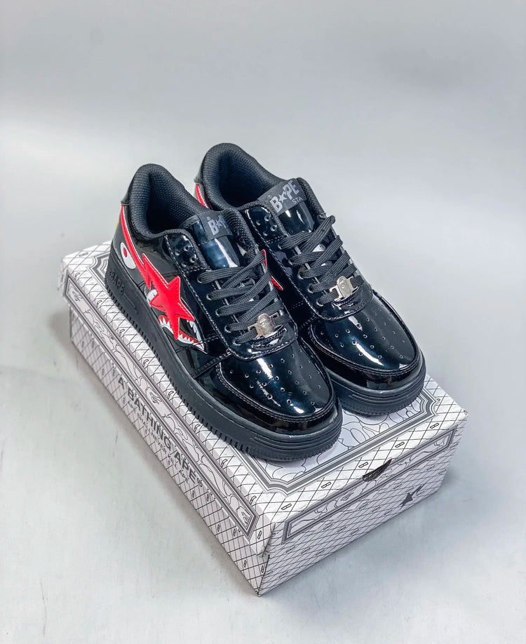 A BATHING APE Men All Black Shark BAPESTA Casual Plarfom Shoes Unisex Women Slip-Resistant Outdoor Soft Walking Sneakers