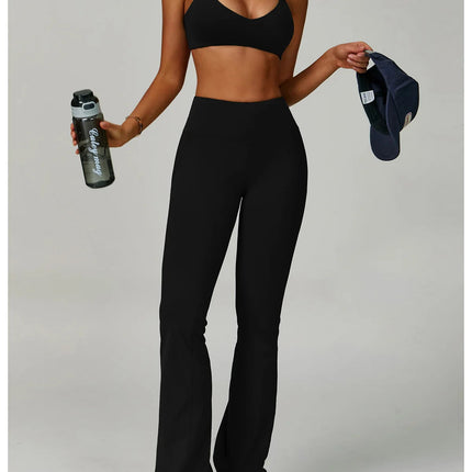 Flared Leggings Women's Wide-leg Pants High Waisted Hip lifting Yoga Pants Quick Drying Running Exercise Fitness Bell bottoms PlatiNum