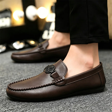 Mocassini da uomo in stile britannico, scarpe da ufficio casual da uomo, comode scarpe basse slip-on, scarpe da guida traspiranti e antiscivolo da uomo