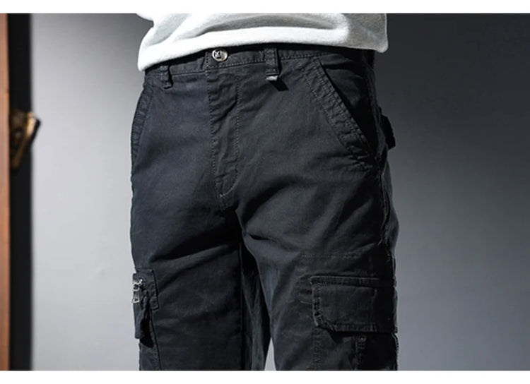Street Fashion Men Jeans Black Green Loose Fit Big Pocket Casual Cargo Pants Hombre Zipper Designer Hip Hop Joggers Men Overalls