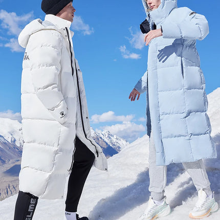 Kelme Long Down Men Winter Jacket Hooded Warm Windproof Couple Camping Equipment Paragraph Down Coat Jacket Women Утепленный