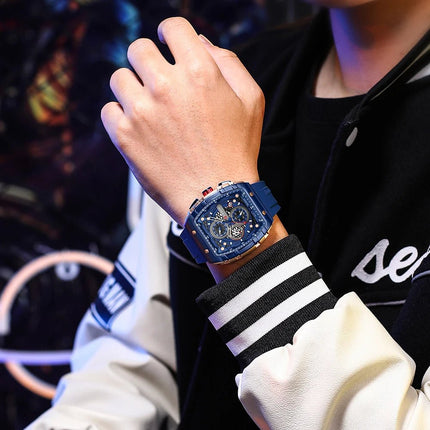 CURREN Orologio da uomo alla moda, marchio unico, design quadrato, lusso, nastro sportivo al quarzo, orologi da uomo impermeabili platinumshop