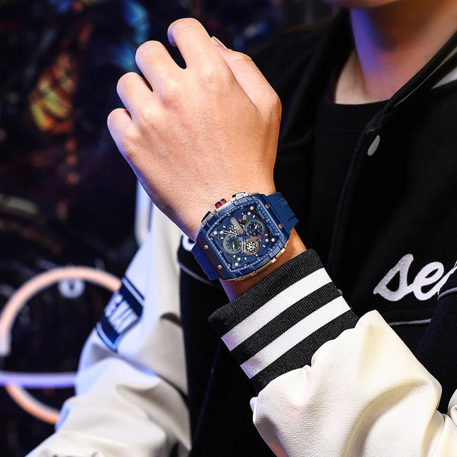 CURREN Orologio da uomo alla moda, marchio unico, design quadrato, lusso, nastro sportivo al quarzo, orologi da uomo impermeabili platinumshop