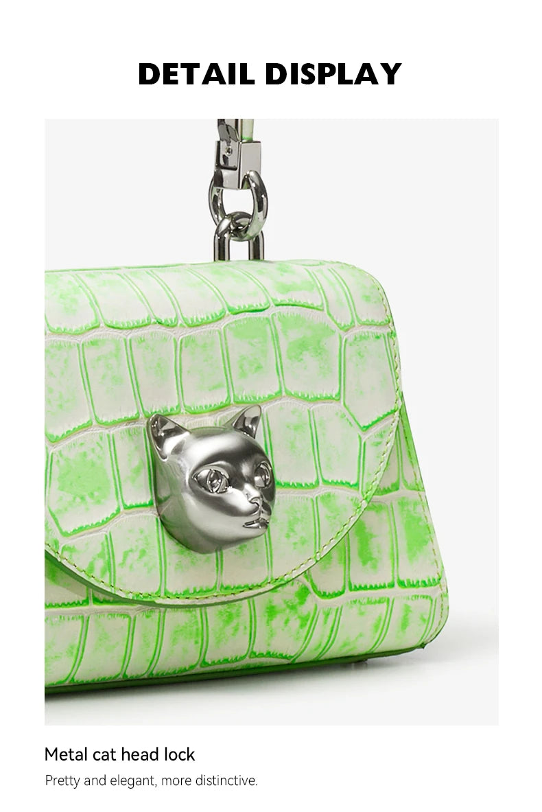 BAFELLI 2025 NUOVA BORSA DA DONNA DESIGNER ORIGINALE MARCA DI LUSSO CAT CASUAL STYLE TREND BORSA BORSA IN PELLE CROCODILE