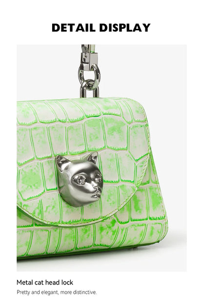 BAFELLI 2025 NUOVA BORSA DA DONNA DESIGNER ORIGINALE MARCA DI LUSSO CAT CASUAL STYLE TREND BORSA BORSA IN PELLE CROCODILE