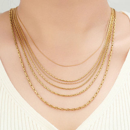 0.6/0.8/1/1.2/1.8/2.3mm di larghezza in acciaio inossidabile piccola catena sottile collana color oro per le donne ragazza chocker gioielli di moda regalo PlatiNum