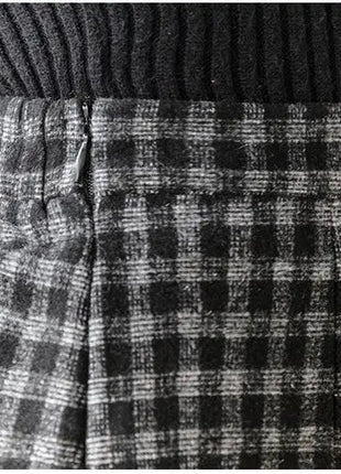 Woolen plaid skirt autumn and winter 2025 new plaid foreign style small man a word hip wrap medium and long skirt PlatiNum