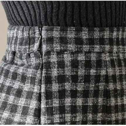 Woolen plaid skirt autumn and winter 2025 new plaid foreign style small man a word hip wrap medium and long skirt PlatiNum