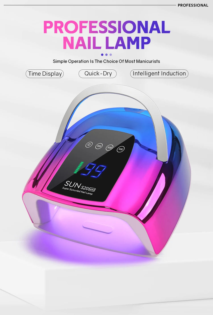 48 LEDs ,200W UV Nail Lamp , LCD Screen, Rechargeable – Cures All Gel Nails, Manicure & Nail Art Tool