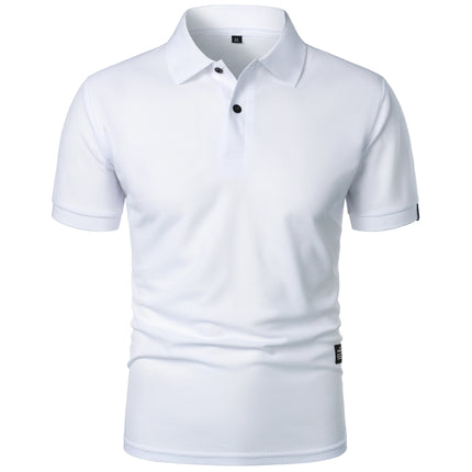 Men's Casual Short Sleeve Button-Up Lapel Solid Color T-Shirt