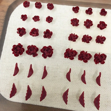 Delicate Dark Red Brown White Rose Flower Leaf Lily Tender Camellia Nail Charms Art Resin Decorations Manicure Tools Accessories