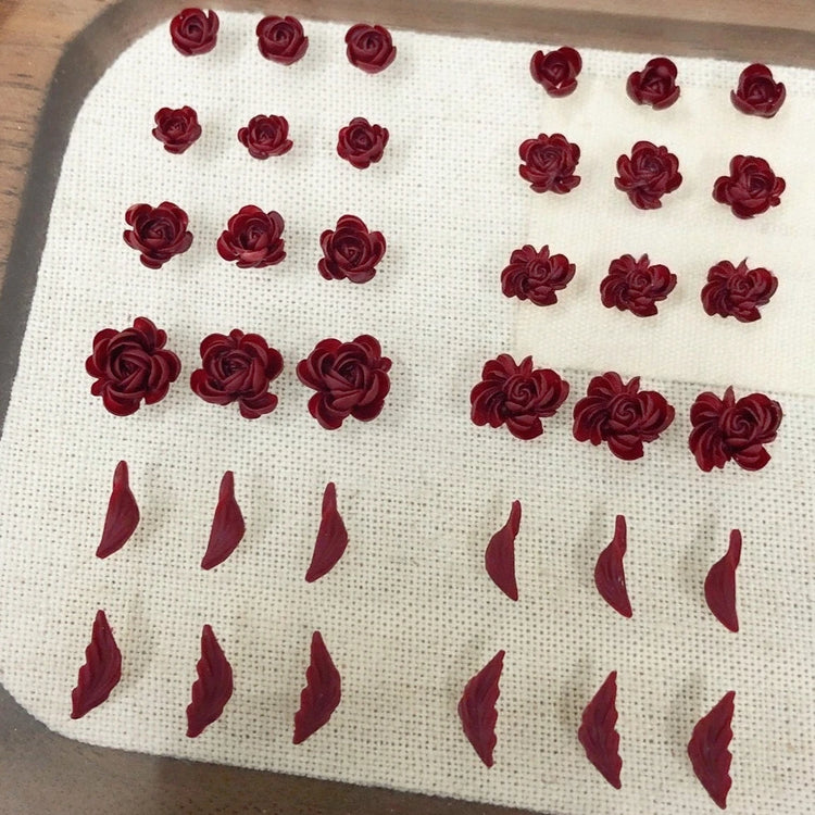 Delicate Dark Red Brown White Rose Flower Leaf Lily Tender Camellia Nail Charms Art Resin Decorations Manicure Tools Accessories
