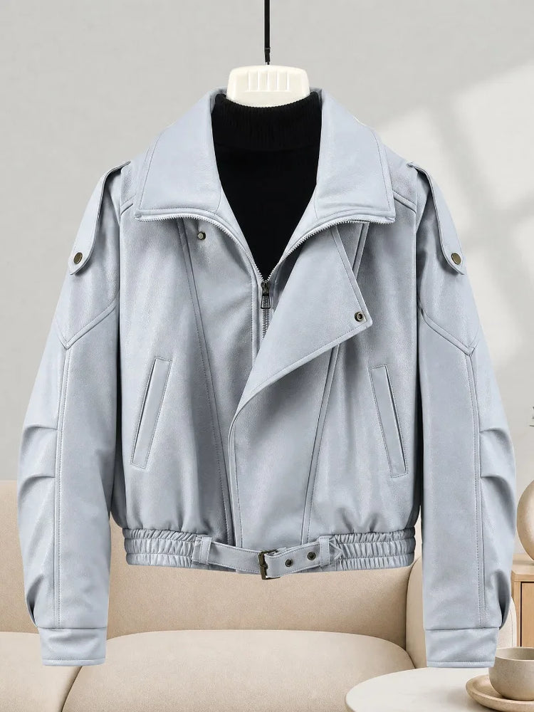 New Parkas Women Leather Jacket Big Fur Collar Tooling Cotton Jacket 2026 Winter Thicke Warm Cotton Padded Coat Female Outerwear