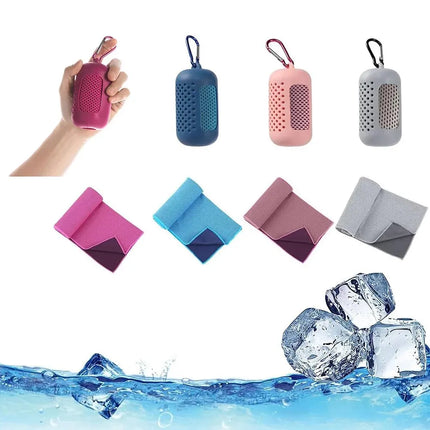 Asciugamano freddo avvolto in silicone circolare Asciugamano rinfrescante Asciugamani in microfibra ad asciugatura rapida Accessori da spiaggia Asciugamano Sport Fitness 1PC