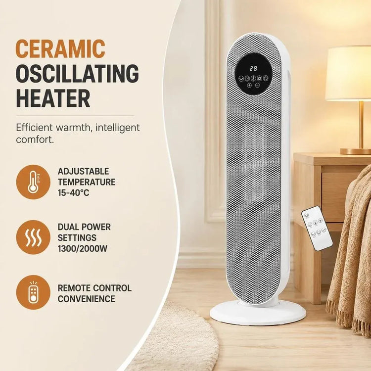Ceramic Radiator Appoint 21 X 21 X 21 X 63 cm Fast Heating Energy Efficient Ceramic Appoint 63 cm Heater for Living Room Bedroom Office Minimalist Modern Design Portable with Remote Control