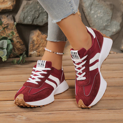 Fashionable New Style Elegant Lace Up Casual Shoes Women Spring/Autumn Round Toe Thick Sole Anti Slip Comfortable Sports Shoes
