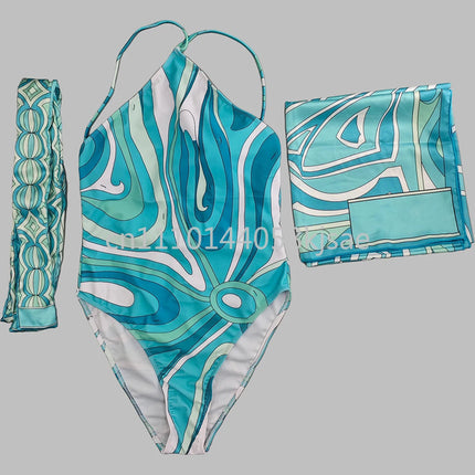 Costumi da bagno di lusso da donna con sciarpa nera e logo firmato, set bikini con fascia per capelli firmata da designer, abbigliamento da spiaggia platinumshop