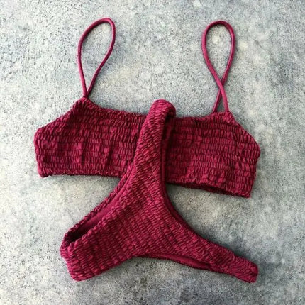Nuova vendita calda donne sexy reggiseno imbottito push-up bikini set costume da bagno a pieghe costumi da bagno nuoto costume da bagno da spiaggia bikini set PlatiNum