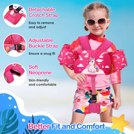 Kids Swim Vest Floaties for Children Arm Band Floaties with Adjustable Strap Swim Jacket Water Wing Pool Floating Learning Swimming