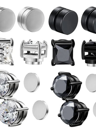 1/3 paia di orecchini magnetici per uomo e donna, magnete CZ nero, orecchino a clip non penetrante, orecchino a magnete rotondo senza piercing platinumshop