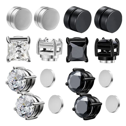 1/3 paia di orecchini magnetici per uomo e donna, magnete CZ nero, orecchino a clip non penetrante, orecchino a magnete rotondo senza piercing platinumshop