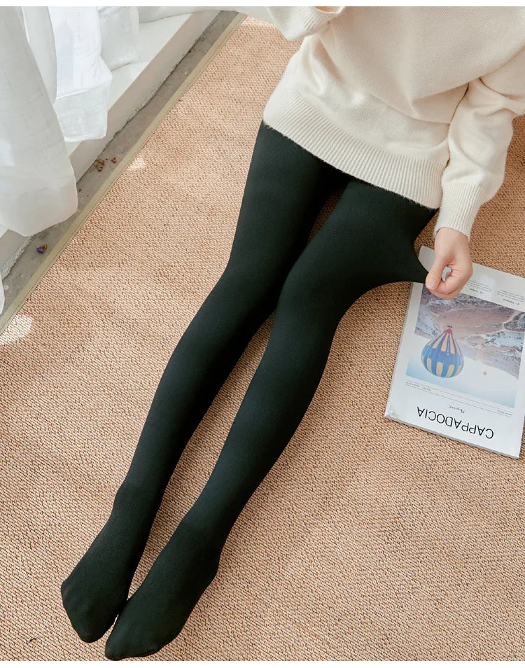 Women's Fall Winter Ribbed Vertical Stripe Thermal Leggings Fleece Thickened  Street Ready Seamless High Waist Thermal Pants PlatiNum