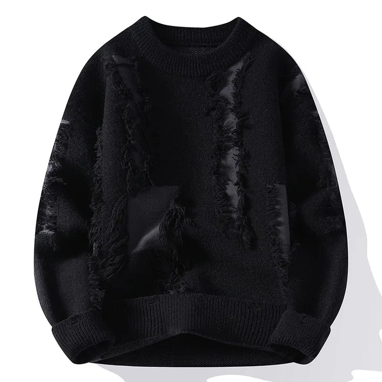 Ripped Sweater Men's Loose Crew Neck Knit Bottom Shirt Handsome Autumn Clothes on The Fashion  Sweater Pullover Sweater