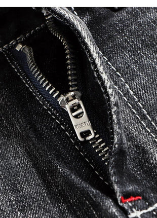 Italian Style Fashion Men Jeans Retro Gray Elastic Slim Fit Ripped Jeans Men Trousers Vintage Designer Casual Denim Pants Hombre PlatiNum
