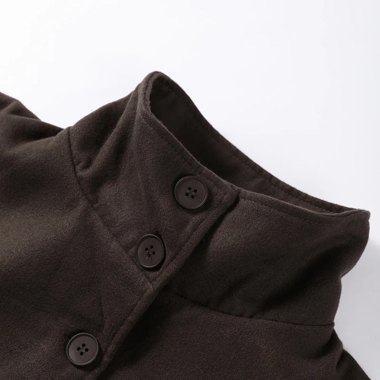 Faux Fur Cloak Jackets Women Loose Standneck Three Button Wide Sleeves Belt Coats Female 2026 Autumn Solid Chic Fashion Outwears