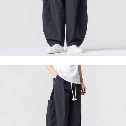 Pantaloni Estivi Leggeri da Uomo e Donna, Streetwear con Coulisse, Stile Y2K, Cargo, Tinta Unita, Gamba Larga, Taglie Forti fino alla 5XL