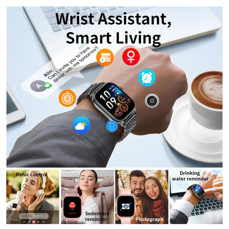 2026New Smart Watch Fitness Clock Men 2.01" AMOLED Screen 1400mAh 130+ Days Battery Life Flashlight Call Waterproof Smartwatches