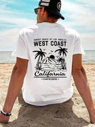 Printed on the back of coconut trees by the sea, men's short-sleeved T-shirt