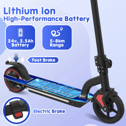 Monopattino Elettrico per Bambini 150W, 15km/h e Autonomia 10-15km, 3 Modalità di Velocità, Pneumatici da 6.5'', Doppio Freno, Design Pieghevole per Bambini 6-12 Anni