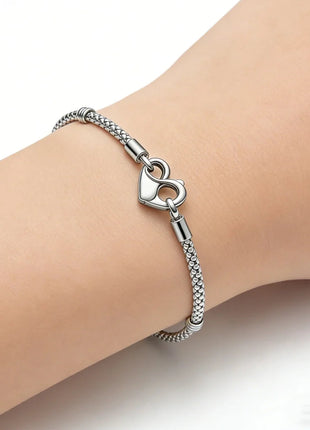 Nuovo Bracciale Artigianale Originale in Argento 925 con Charm, Liscio e Morbido, a Osso di Serpente, per Donna - Regalo 2026 PlatiNum