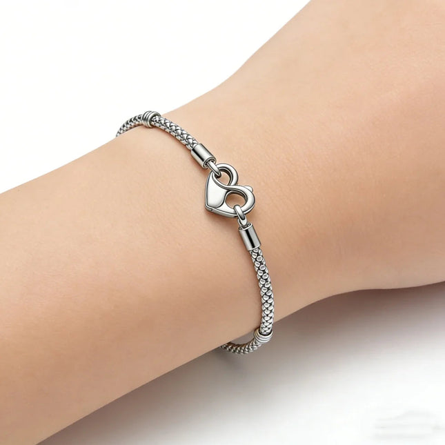 Nuovo Bracciale Artigianale Originale in Argento 925 con Charm, Liscio e Morbido, a Osso di Serpente, per Donna - Regalo 2026 PlatiNum